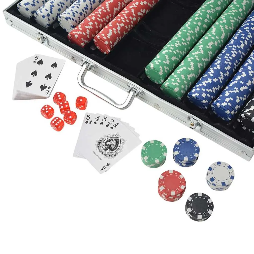 Poker Set 1000 Chips Aluminium Case Complete Gaming Accessories