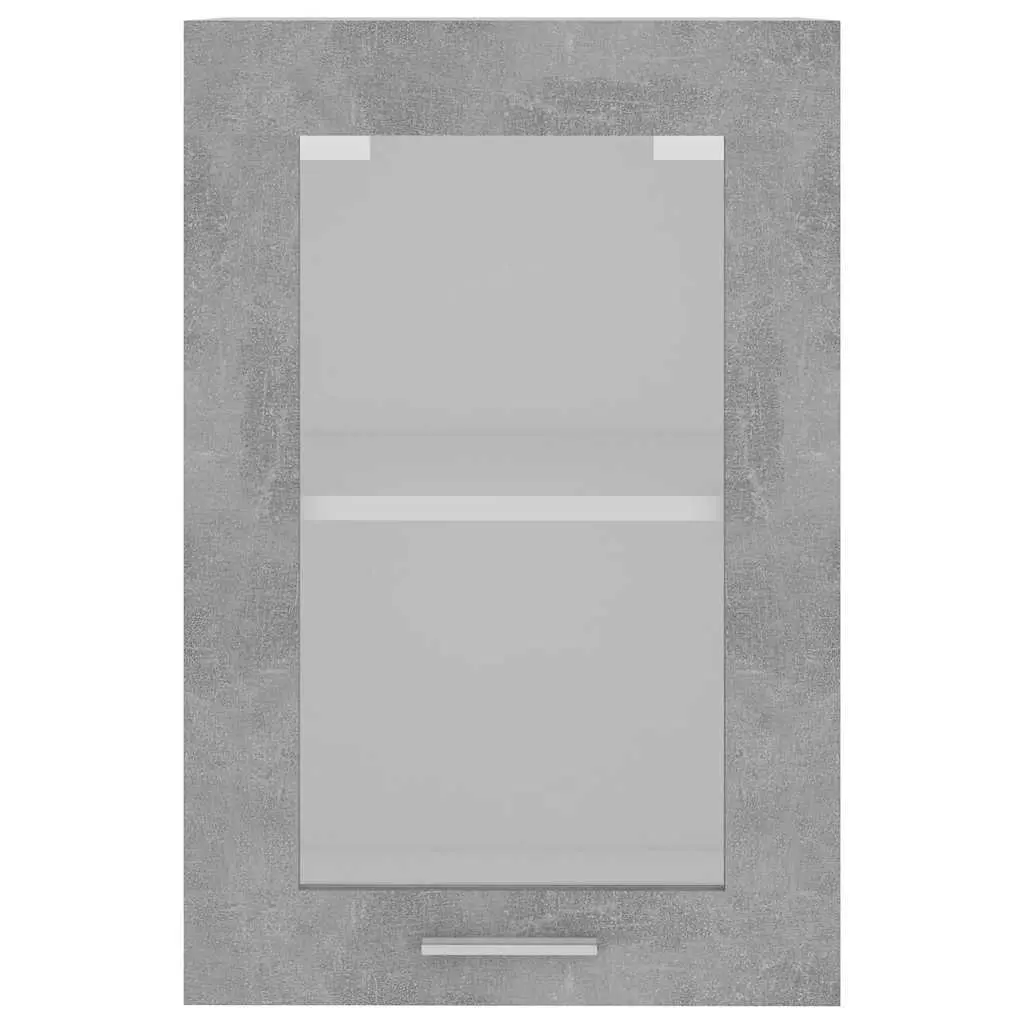 Hanging Glass Kitchen Cabinet 40x31x60cm Grey Engineered Wood Two Shelves Wall Hanging