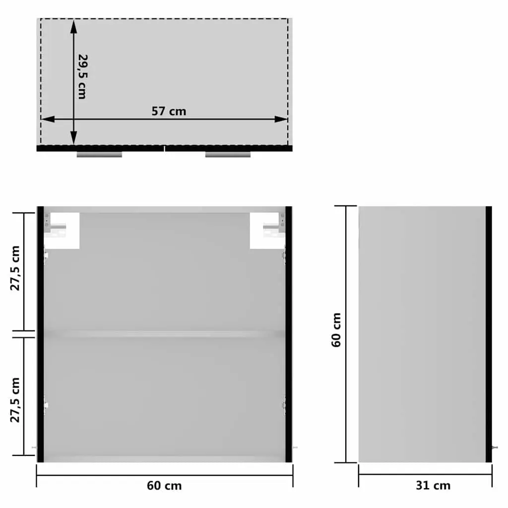 Hanging Glass Kitchen Cabinet Black Wall Mounted Two Doors Two Shelves