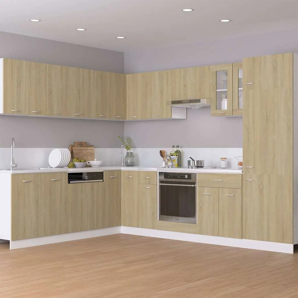 Hanging Glass Kitchen Cabinet Brown Engineered Wood Two Shelves Two Doors