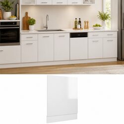 Dishwasher Panel White High Gloss Kitchen Cabinet Front Cover Engineered Wood