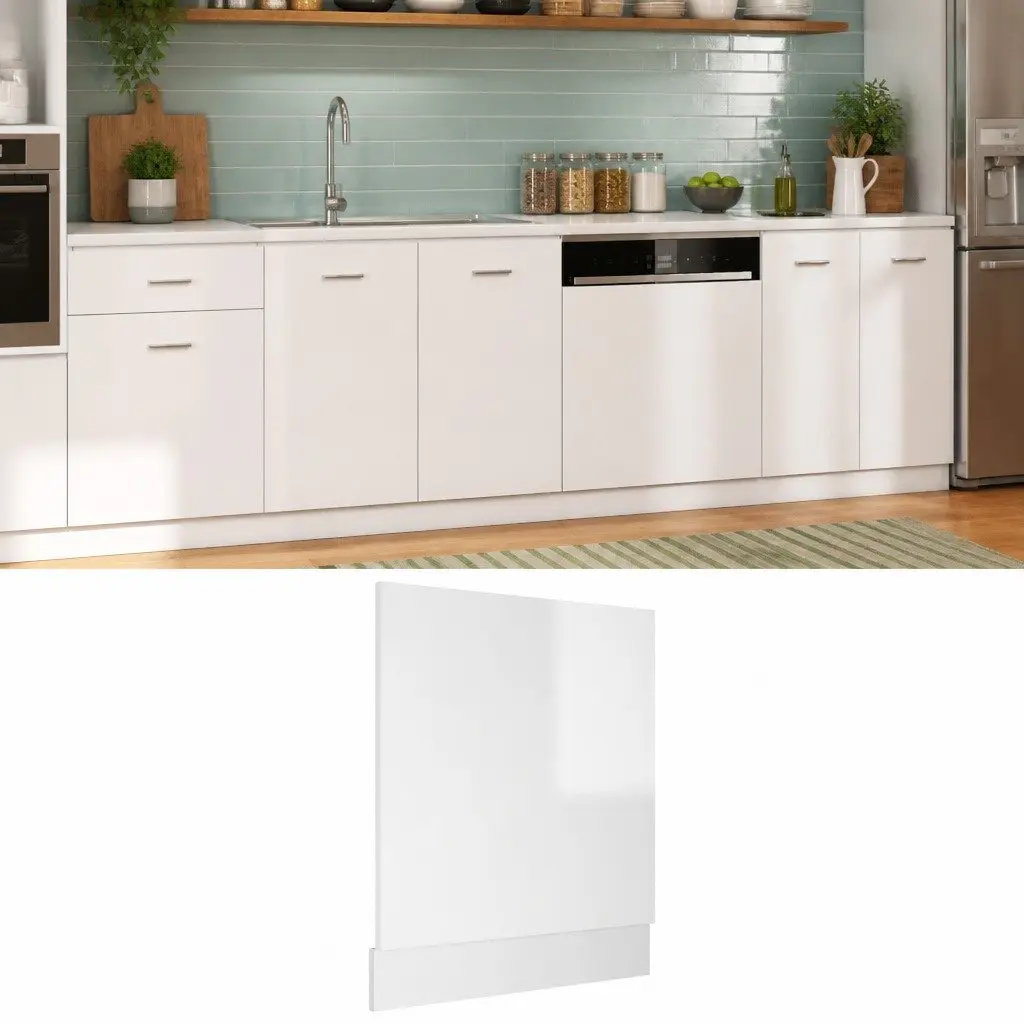 Dishwasher Panel White High Gloss Engineered Wood Kitchen Cabinet Front Cover