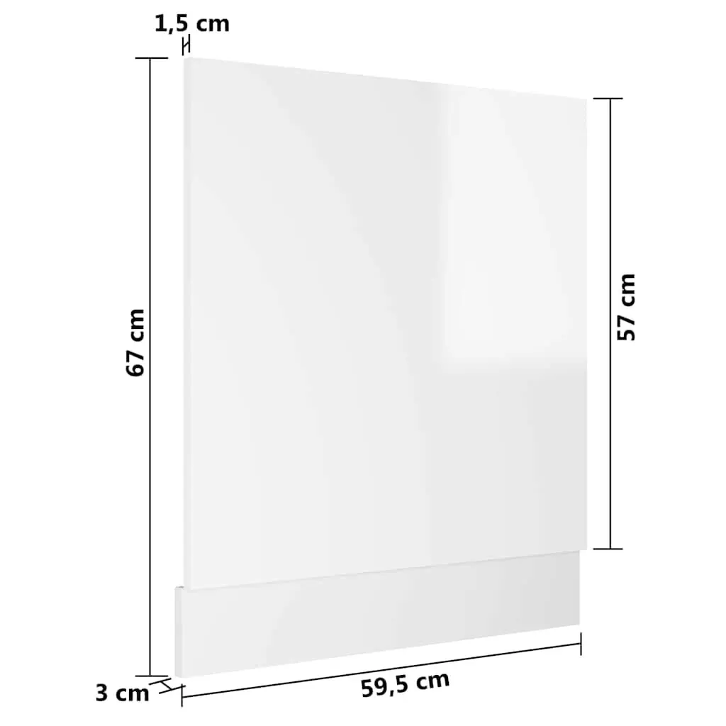 Dishwasher Panel White High Gloss Engineered Wood Kitchen Cabinet Front Cover