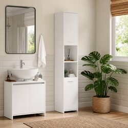Enhance Your Bathroom Space with a White Cabinet 30x30x183.5 cm