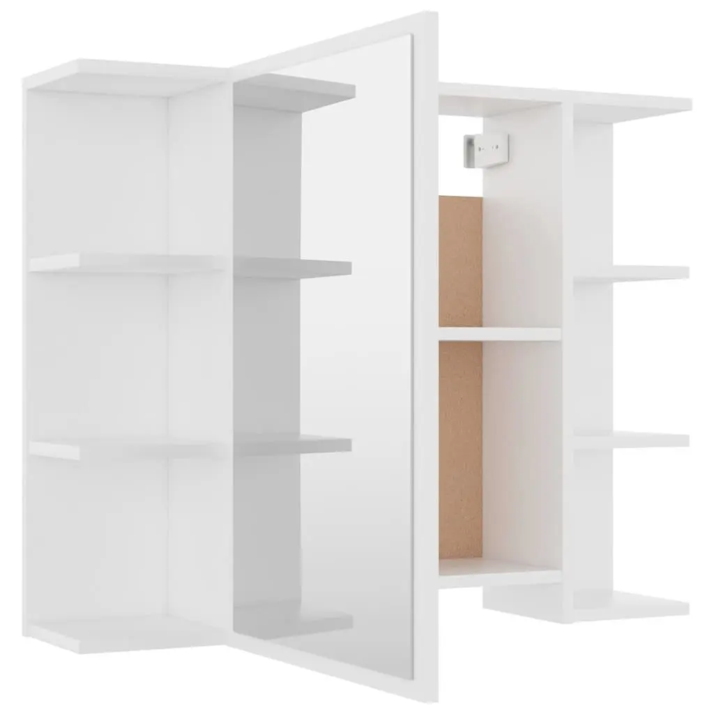 Bathroom Cabinet White Wall Mounted Engineered Wood 1 Door 8 Compartments