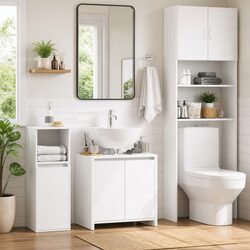 Modern White Storage Cupboard for Your Bathroom 60x33x61 cm