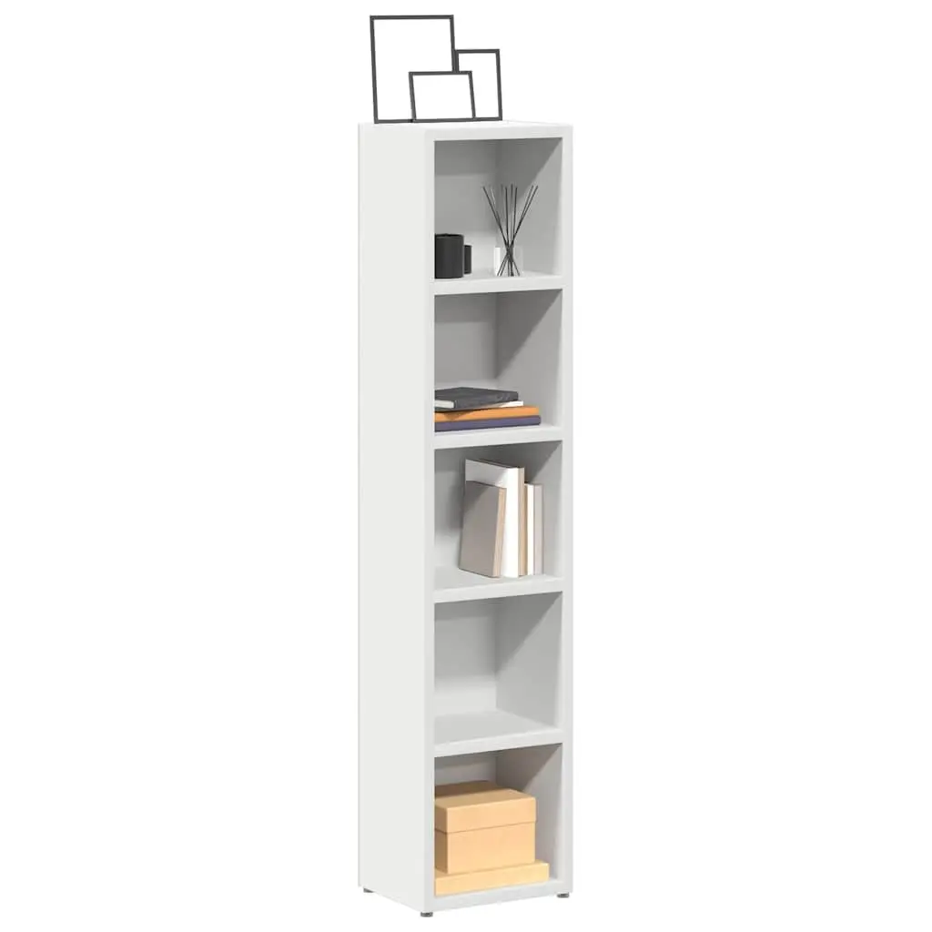 CD Storage Cabinet 2 pcs White Tall Slim Media Organizer Engineered Wood