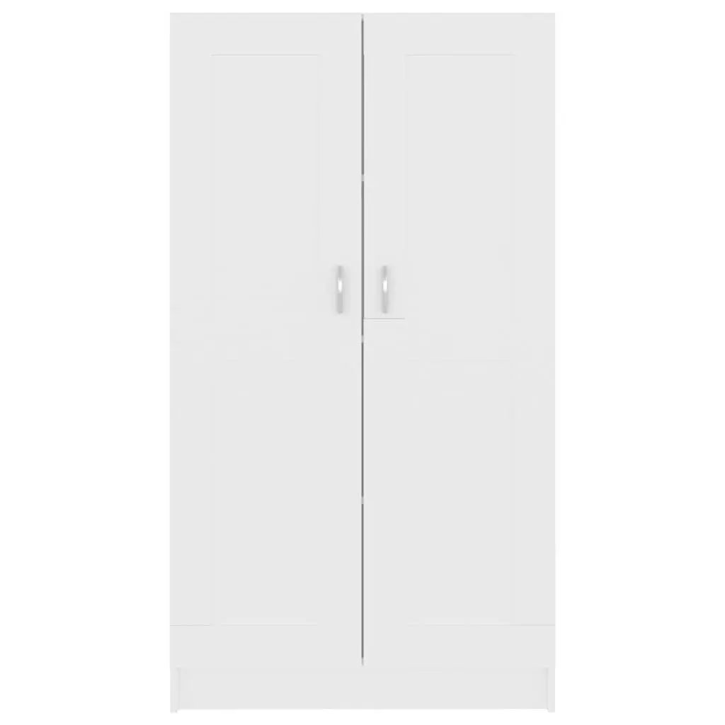 White Book Cabinet Storage Unit 4 Compartments 2 Doors Engineered Wood Shelving