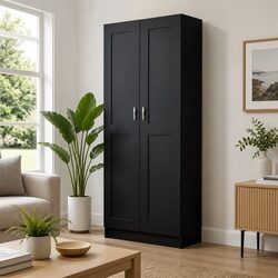 Book Cabinet Black 82.5x30.5x185.5 cm Storage Shelving Unit 5 Compartments 2
