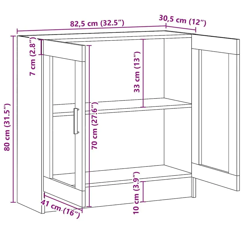 Vitrine Cabinet White 2 Door Shelving Unit Storage Display