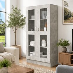 Elevate Your Space with a Grey Vitrine Cabinet and 4 Compartments