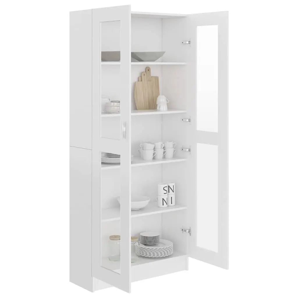 Vitrine Cabinet White 82.5x30.5x185 cm 5 Compartment Storage Display Unit