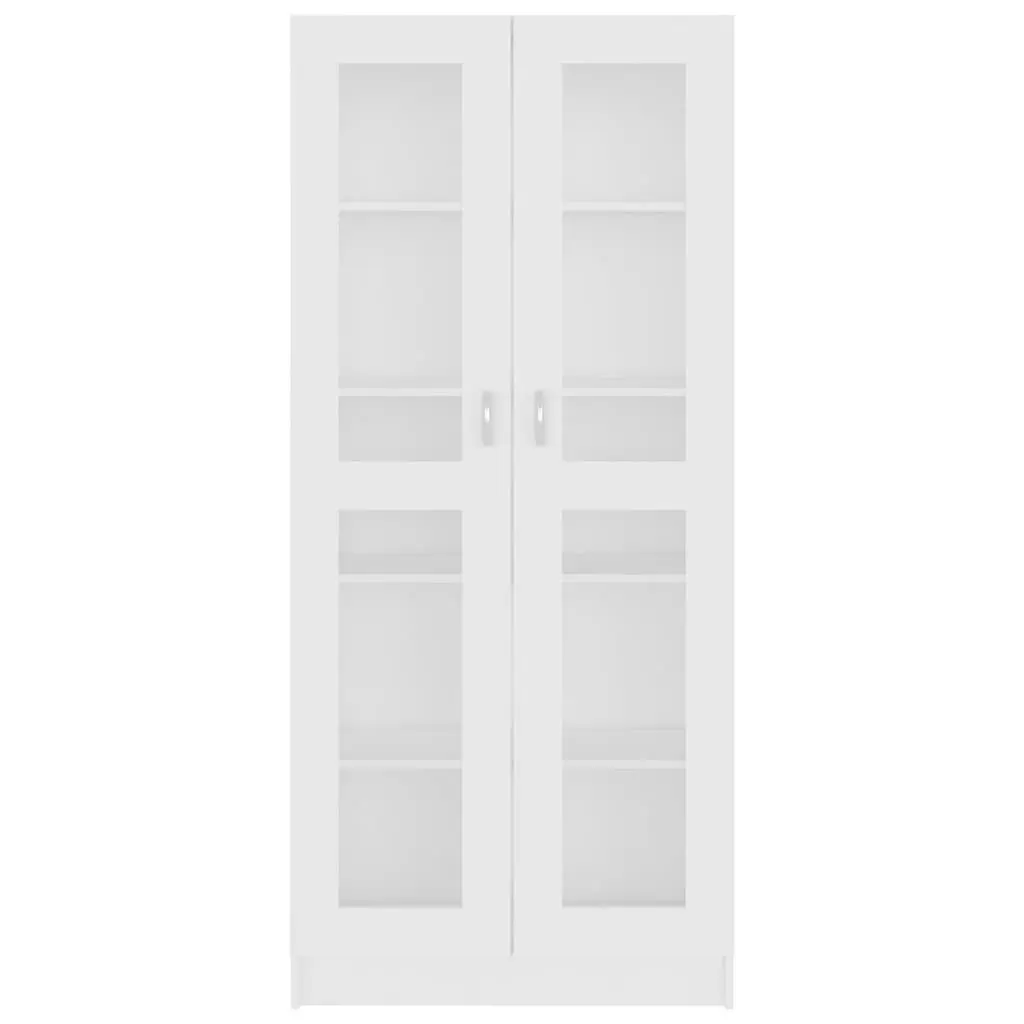 Vitrine Cabinet White 82.5x30.5x185 cm 5 Compartment Storage Display Unit