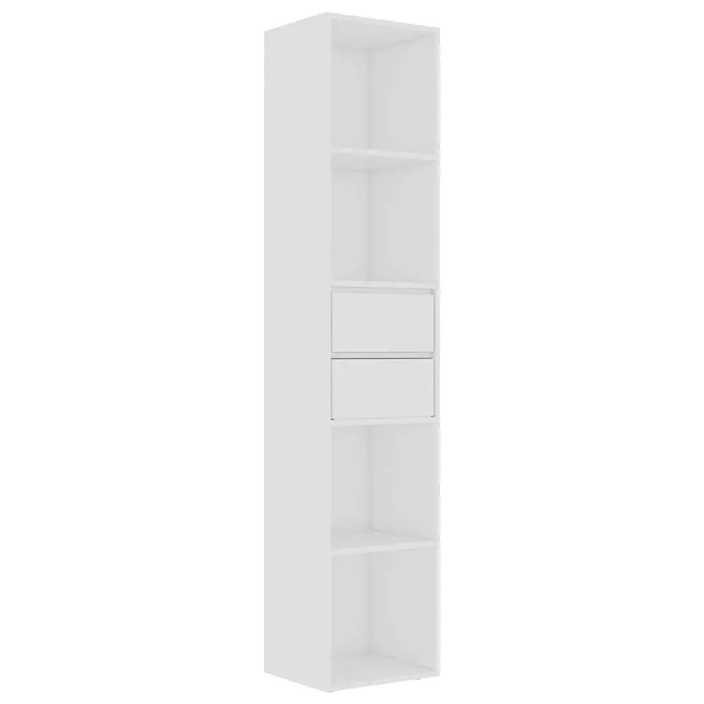 Wall-Mounted Book Cabinet White Engineered Wood Modern Storage Organizer
