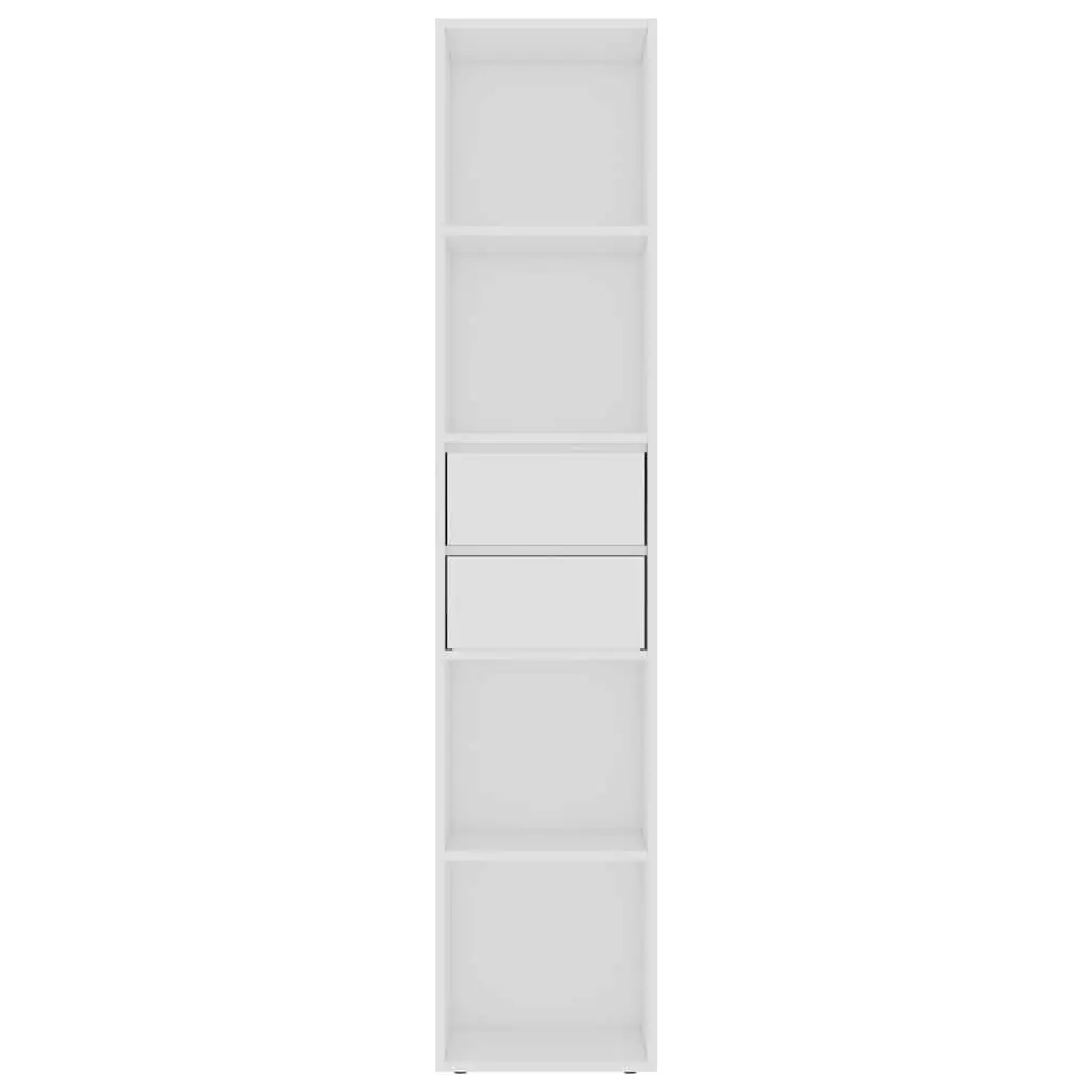 Wall-Mounted Book Cabinet White Engineered Wood Modern Storage Organizer