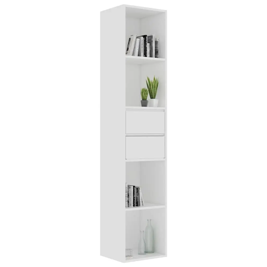 Wall-Mounted Book Cabinet White Engineered Wood Modern Storage Organizer