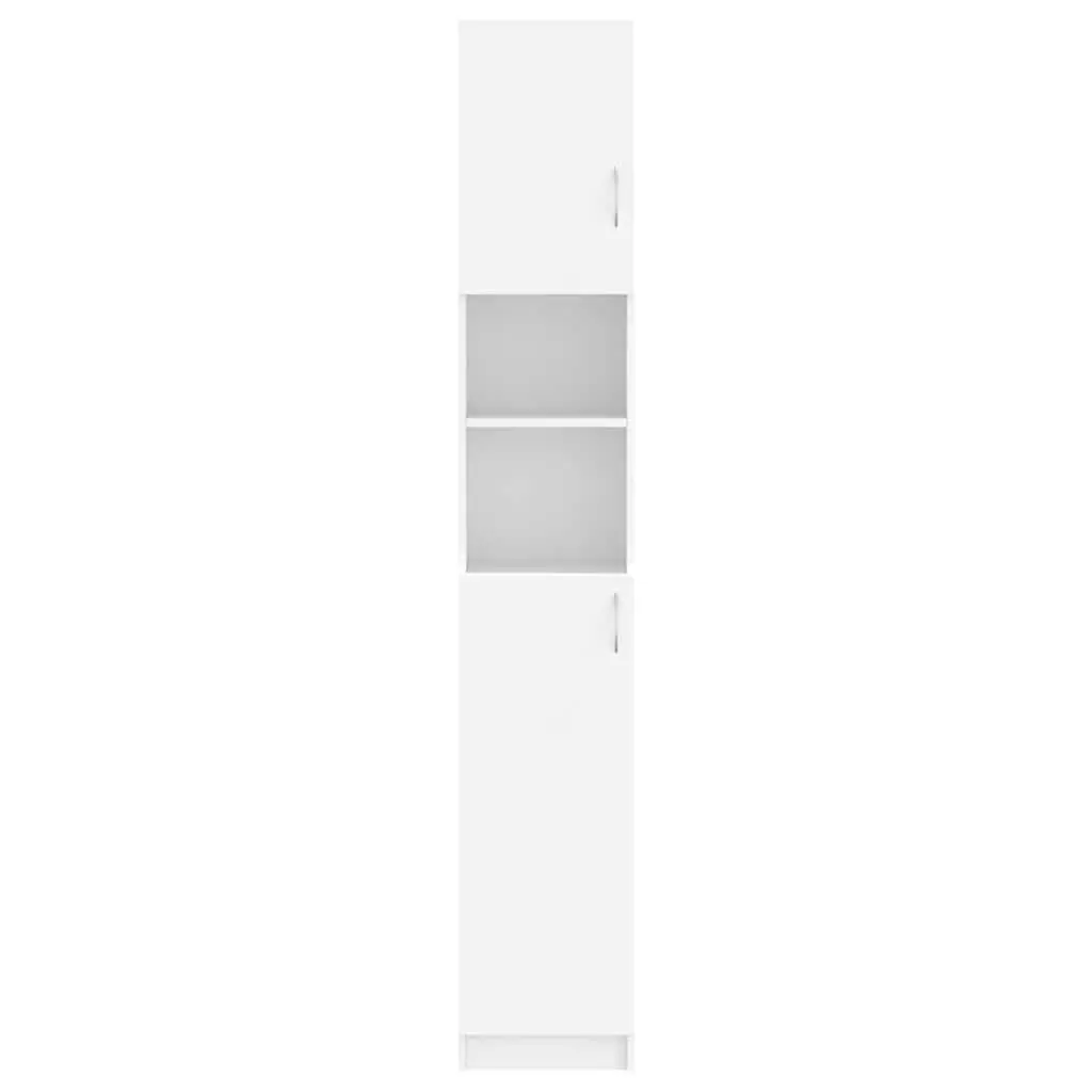 Bathroom Storage Cabinet White Tall Cupboard 4 Shelves with Doors 2 Open Shelves