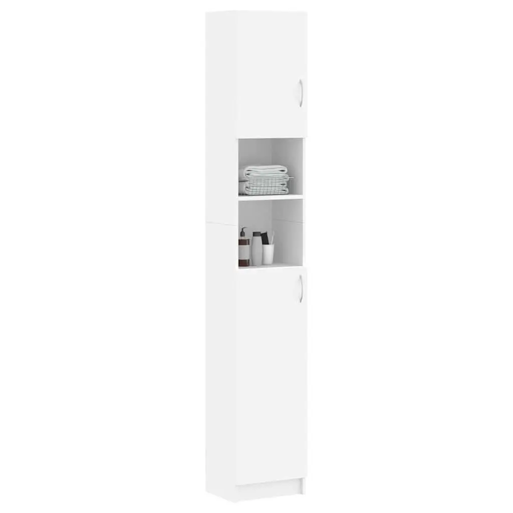 Bathroom Storage Cabinet White Tall Cupboard 4 Shelves with Doors 2 Open Shelves