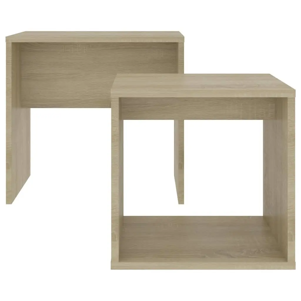 Coffee Table Set 2-Piece Nesting Tables Living Room Accent Furniture Brown Wood
