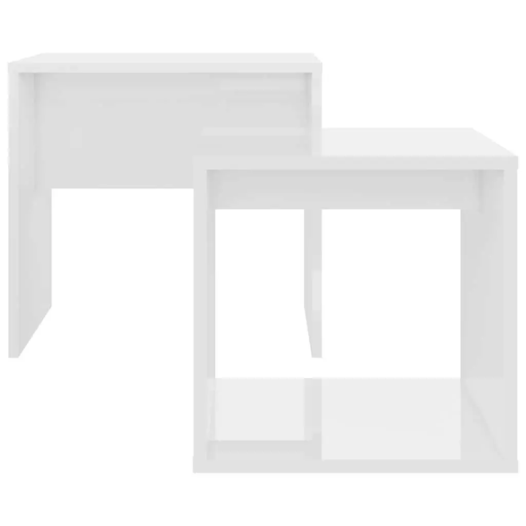 Coffee Table Set White 2-Piece Nesting Design Space-Saving Living Room Accent