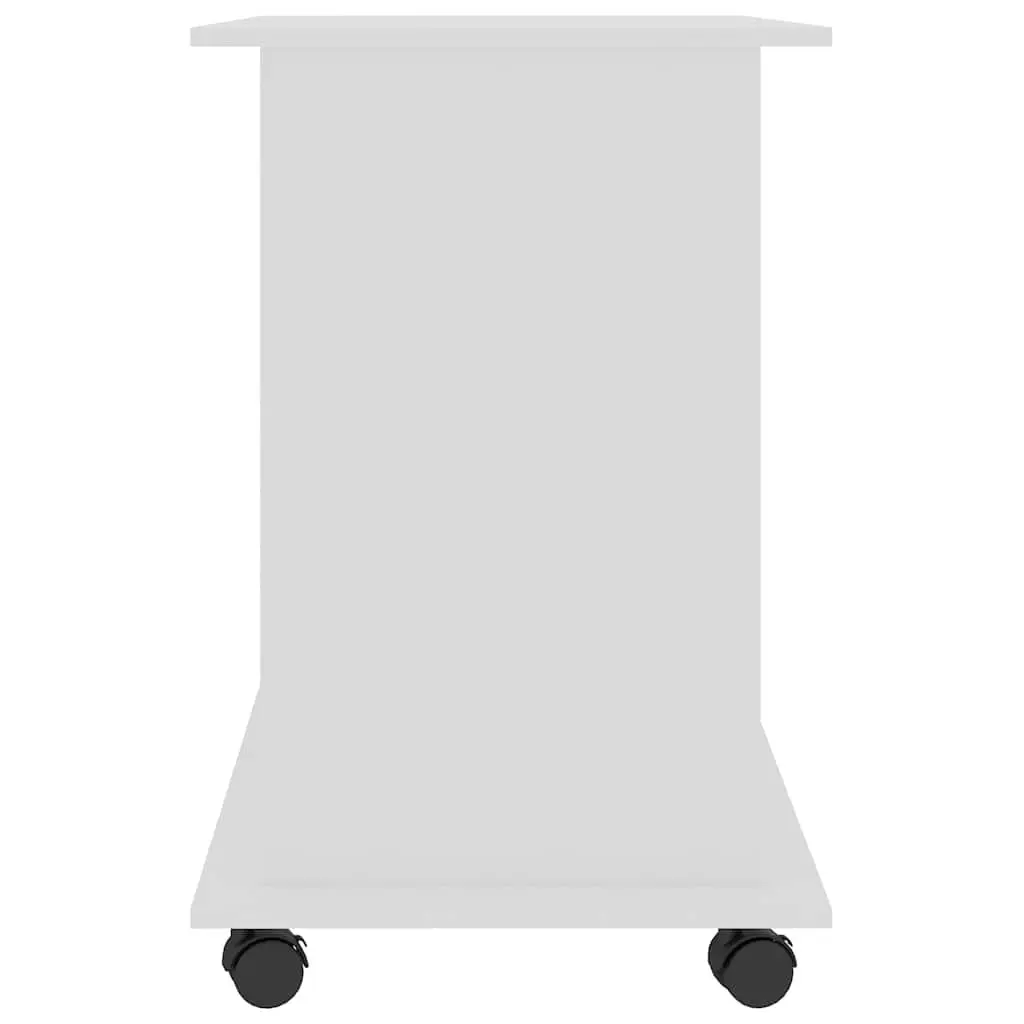 Computer Desk 80x50x75cm White Compact with Sliding Keyboard Section and Mobile Castors
