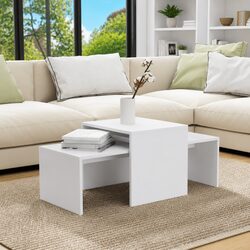 Coffee Table Set White Nesting Design Engineered Wood Living Room Furniture