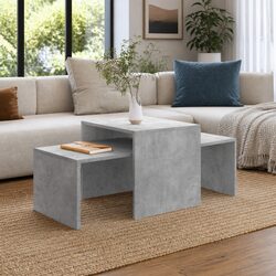 Coffee Table Set Grey Nesting Tables Engineered Wood Living Room Accent