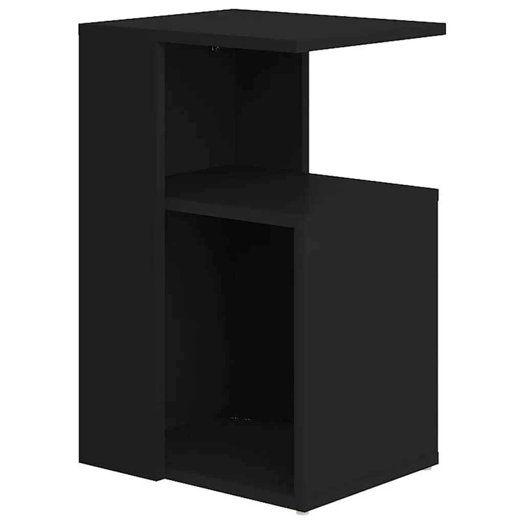 End Table Black Modern Side Table with Storage Compartment for Living Room