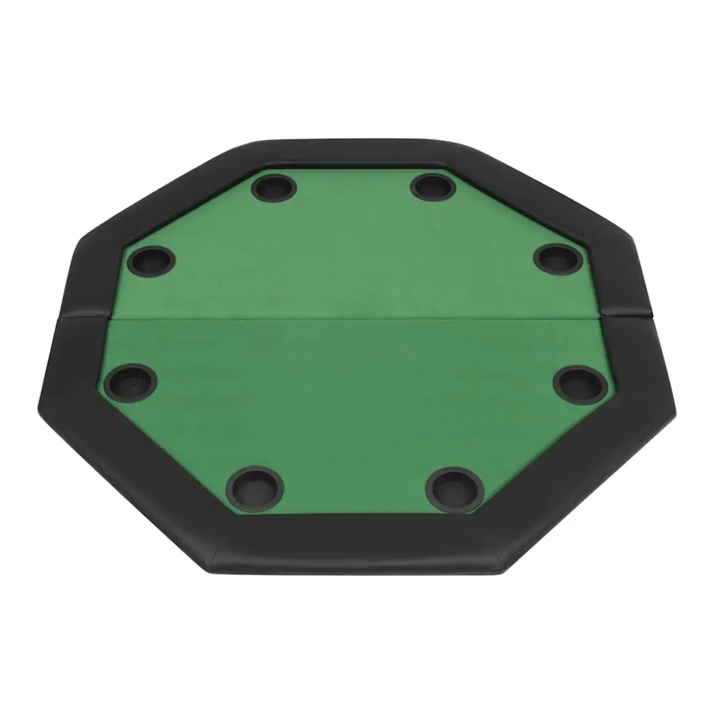 Folding Poker Table Octagonal 8 Player Green Padded Rim Cup Holders
