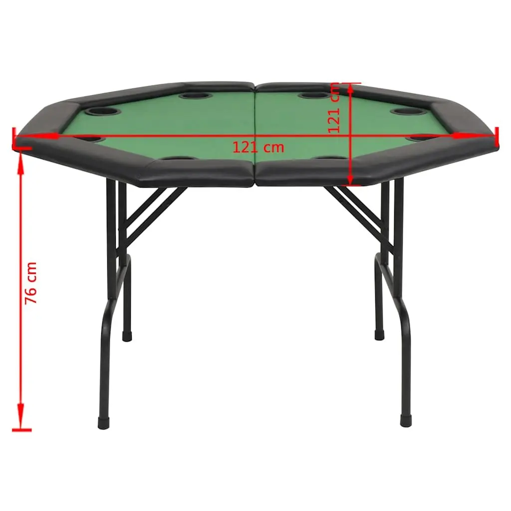 Folding Poker Table Octagonal 8 Player Green Padded Rim Cup Holders