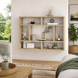Wall Shelf Sonoma Oak Open Compartment Storage Display Shelving Unit 75x16x55cm