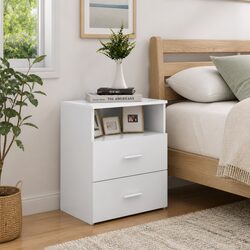 Stylish Nightstand in White, 50x32x60 cm with Storage