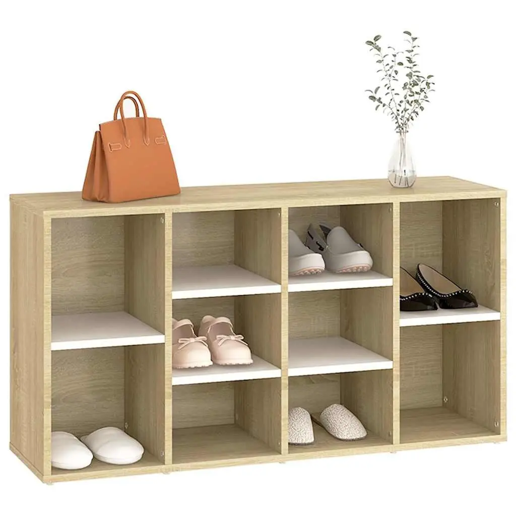 Shoe Bench Storage Cabinet 10 Shelves Beige Hallway Entryway Furniture