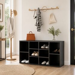 Stylish Shoe Bench Organizer in Grey High Gloss