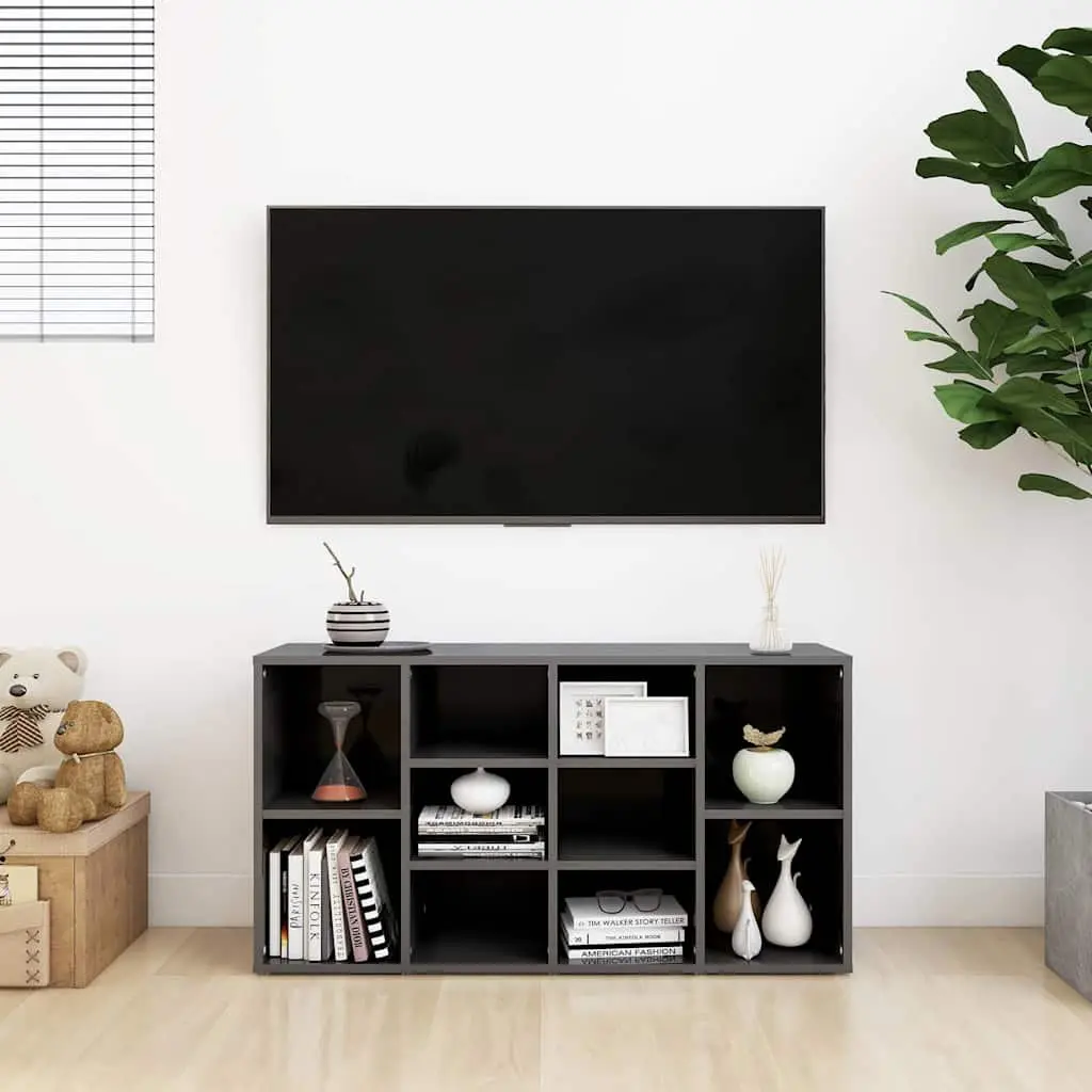 Shoe Bench Storage Cabinet 10 Shelves Grey High Gloss Multifunctional Home Furniture