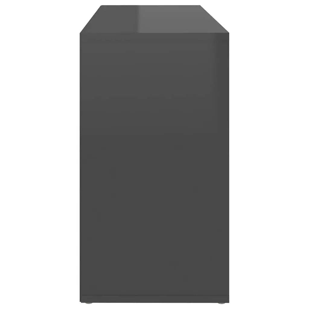 Shoe Bench Storage Cabinet 10 Shelves Grey High Gloss Multifunctional Home Furniture