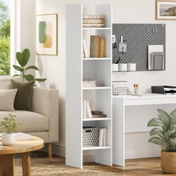 Book Cabinet White Engineered Wood Storage Shelving Unit 5 Compartments Display