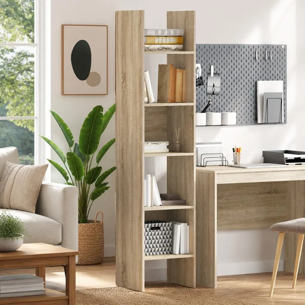 Book Cabinet 40x35x180 cm 5 Open Compartments Sonoma Oak Storage Furniture