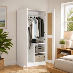 White Wardrobe Cabinet Storage Cupboard Clothing Organizer Bedroom Furniture