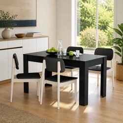 Dining Table Black Kitchen Dining Room Furniture Engineered Wood Modern Design