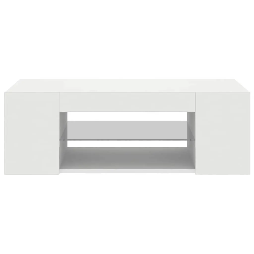 TV Cabinet 90cm White Modern Media Storage Unit with RGB LED Lights