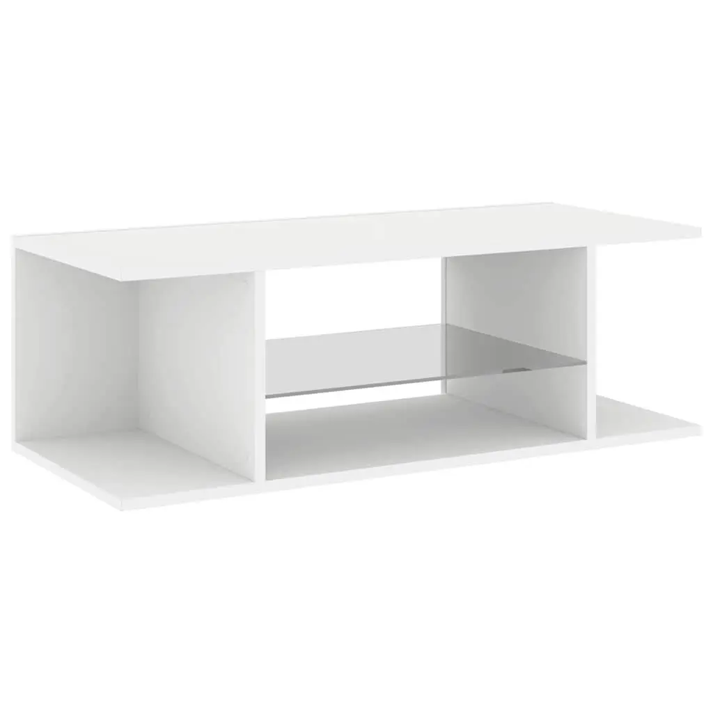 TV Cabinet 90cm White Modern Media Storage Unit with RGB LED Lights