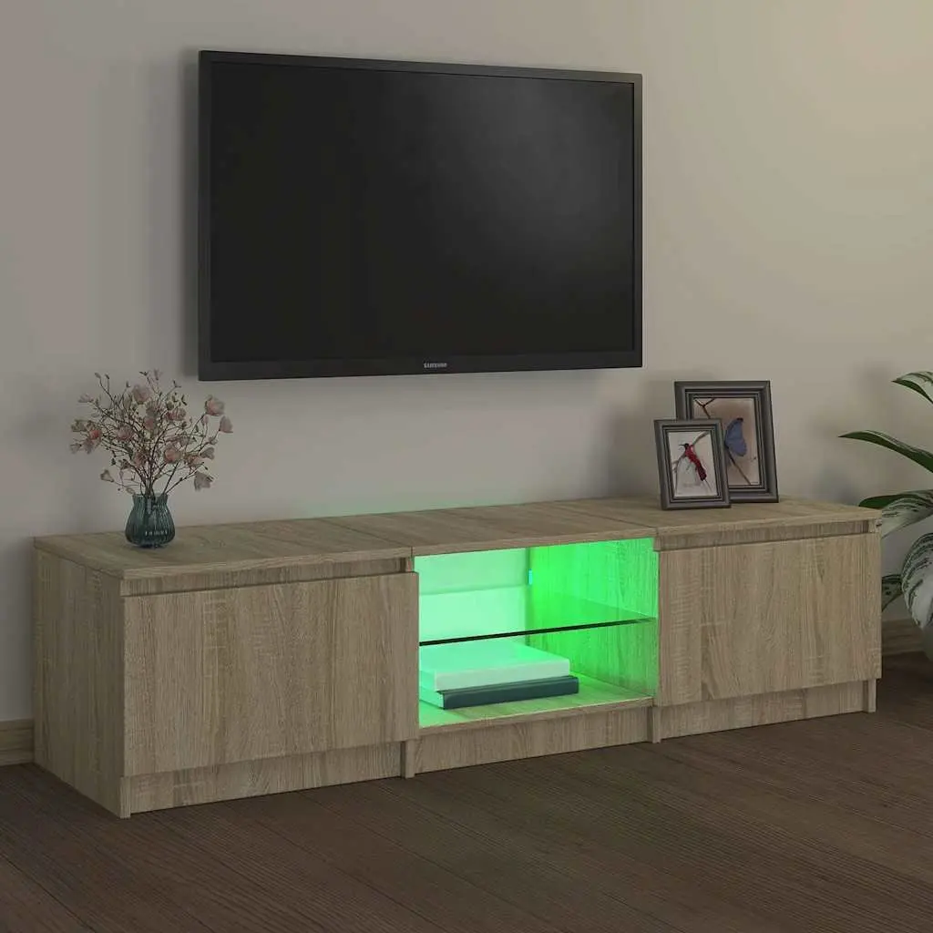 TV Cabinet 140x40x36cm with RGB LED Lights Brown Media Stand Storage Unit