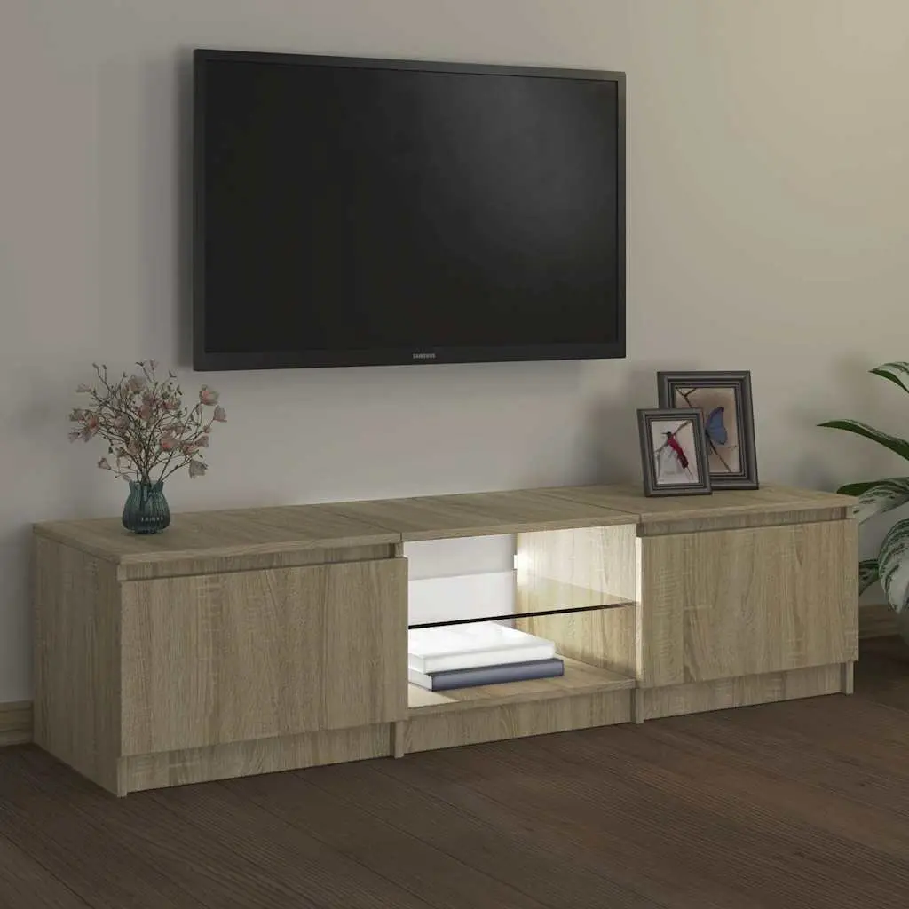TV Cabinet 140x40x36cm with RGB LED Lights Brown Media Stand Storage Unit