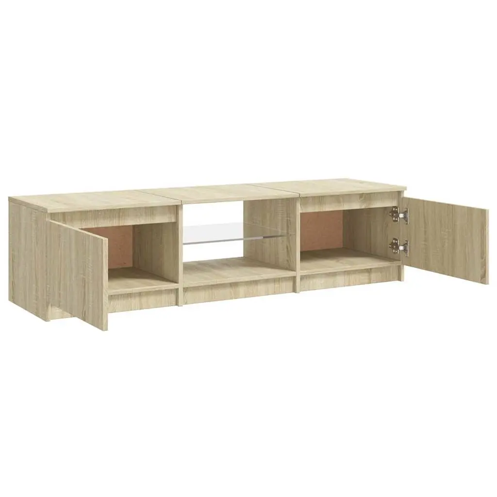 TV Cabinet 140x40x36cm with RGB LED Lights Brown Media Stand Storage Unit