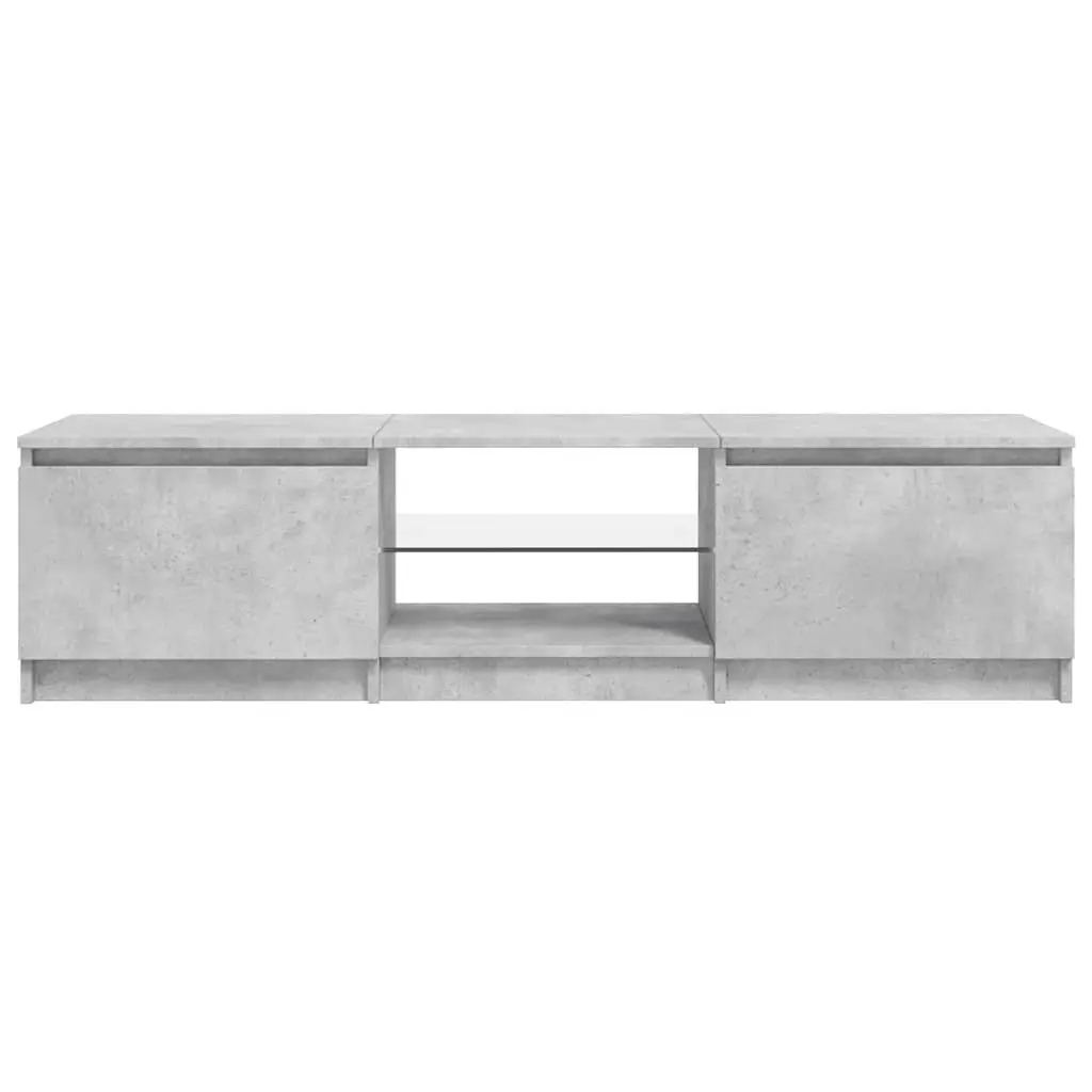 TV Cabinet 140cm Grey with Integrated RGB LED Lights and Storage Shelves Compartments