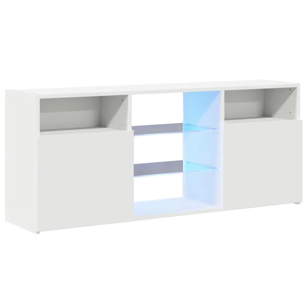 TV Cabinet 120x30x50cm with LED Lights Modern White Media Storage Unit