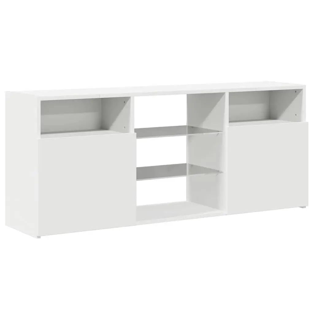 TV Cabinet 120x30x50cm with LED Lights Modern White Media Storage Unit