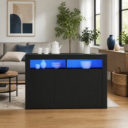 Enhance Your Space with a Black Sideboard Featuring RGB LED Lights