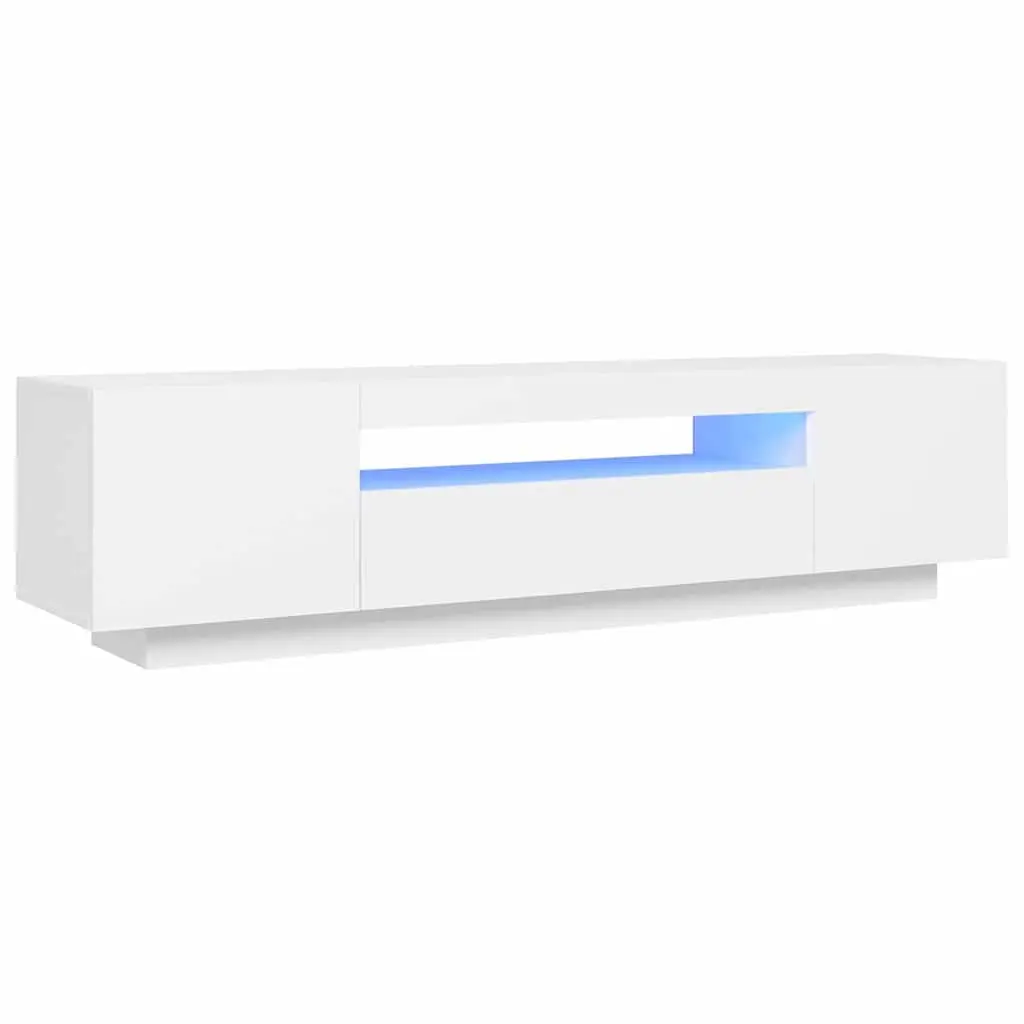 TV Cabinet 160cm White with RGB LED Lights Floating Shelves Modern Entertainment Unit